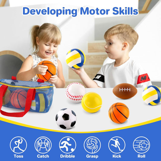 Soft Sports Balls Set for Babies & Toddlers – Indoor Play Toy with Storage Bag