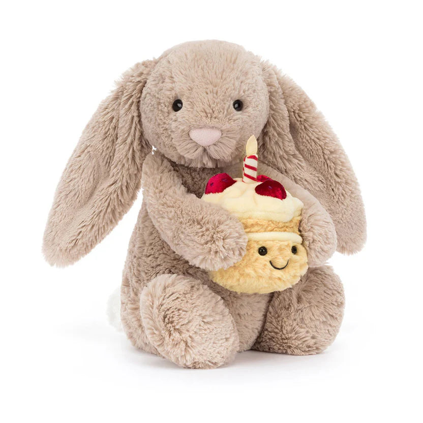 Jellycat Bashful Beige Bunny Birthday – Cute Celebration Plush Toy