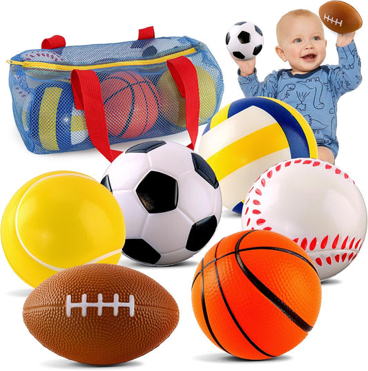 Soft Sports Balls Set for Babies & Toddlers – Indoor Play Toy with Storage Bag