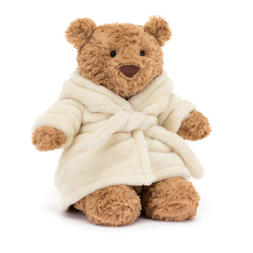 Jellycat Bartholomew Bear in Cream Bathrobe – Cute Snuggly Plush Toy Outfit
