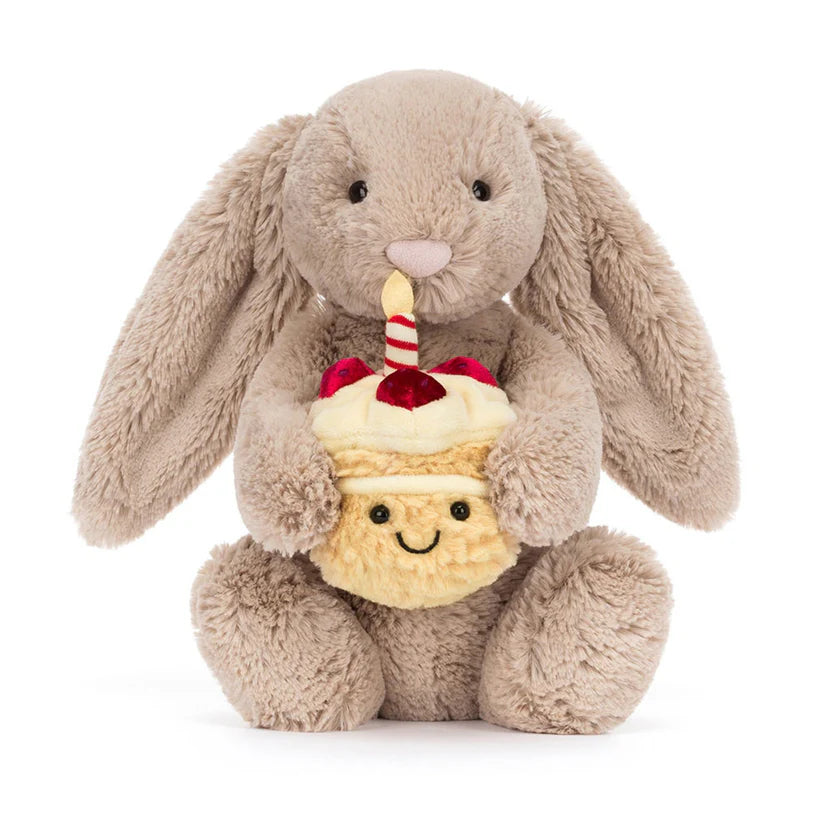 Jellycat Bashful Beige Bunny Birthday – Cute Celebration Plush Toy