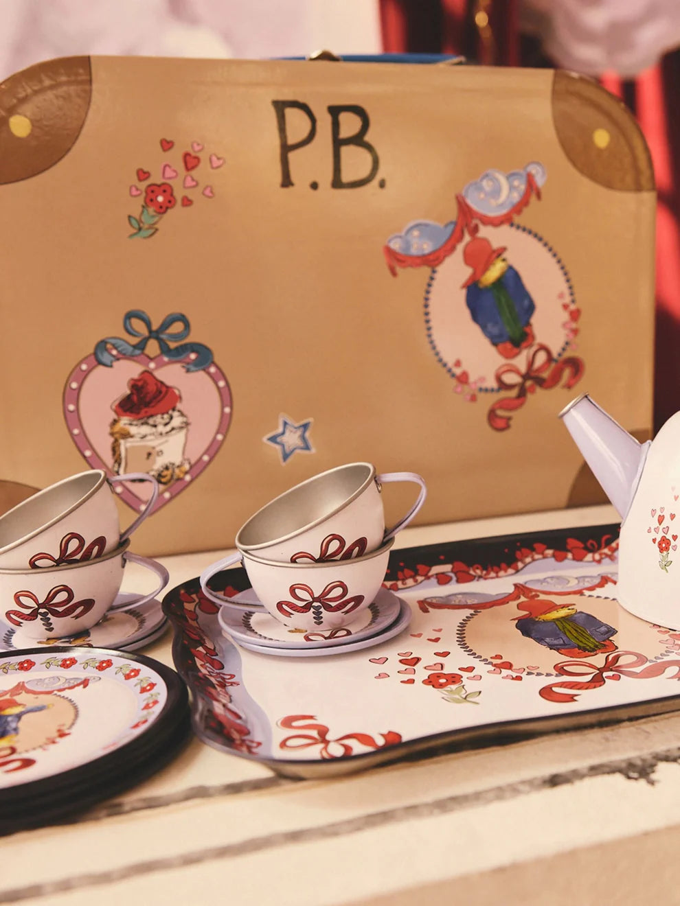 Cath Kidston Paddington Kids Play Tea Set – Blue & Brown | Pretend Play Toy Set